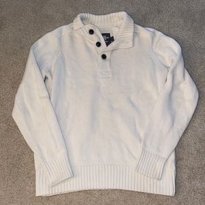 Unisex H&M L.O.G.G. Quarter Button Up Pullover Ivory Knit 100% Cotton Sweater